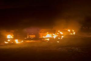 बड़ा हादसा :  कानपुर-सागर राजमार्ग में दो ट्रकों में टक्कर के बाद लगी आग, दो की मौत